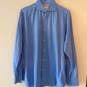 Brunello Cucinelli Men's Dress Shirt Basic Fit Size XL Blue
